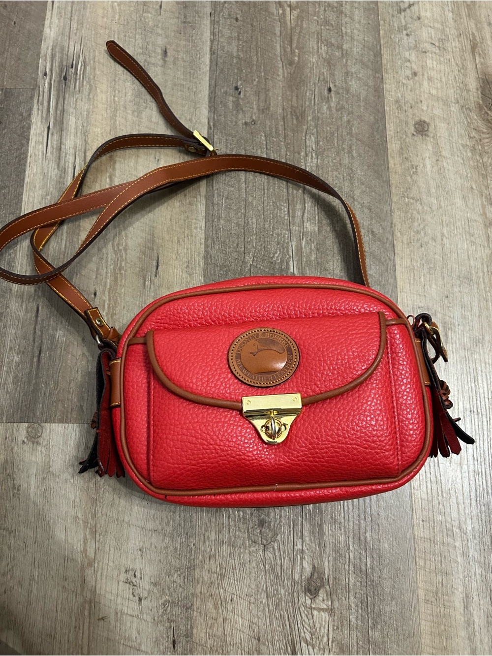 Vintage Dooney & Bourke Pebble Leather Red Kilty Bag